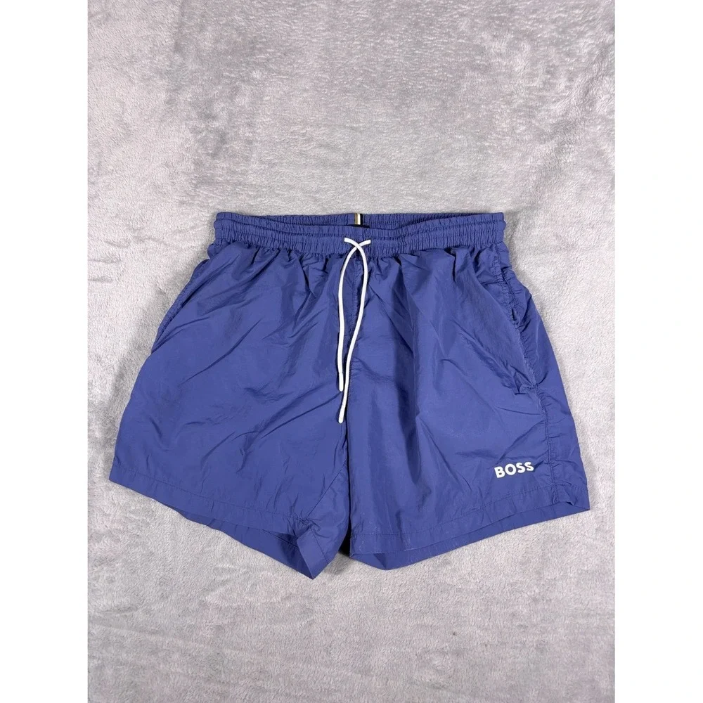 Boss Swim Trunks S Blue Mens Drawstring Elastic Waist
